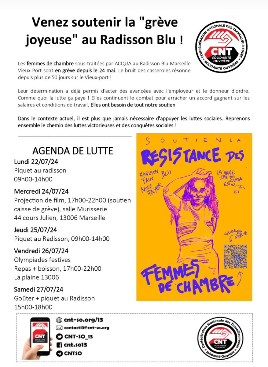 Auprès plus de 50 jours de grève, les femmes de chambre du Radisson Blu ont toujours besoin de notre soutien 👇