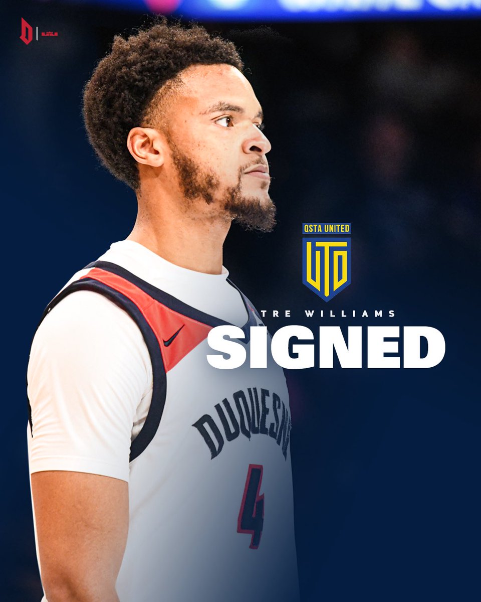 Duquesne Basketball (@duqmbb) on Twitter photo Tre Williams has signed a professional contract with QSTA United ✍️
#GoDukes x <a href="/Treauhn/">Tre williams</a> Tre Williams has signed a professional contract with QSTA United ✍️
#GoDukes x <a href="/Treauhn/">Tre williams</a>
