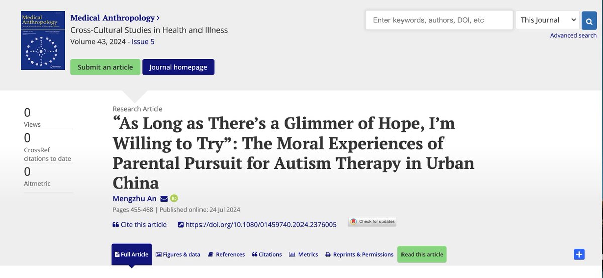 EmmaAn18's tweet photo. My new article in the latest issue of Medical Anthropology, based on a chapter from my PhD dissertation, is now available online. Check it out if you are interested! https://t.co/gQjFinAeHq https://t.co/caiurL4KyX