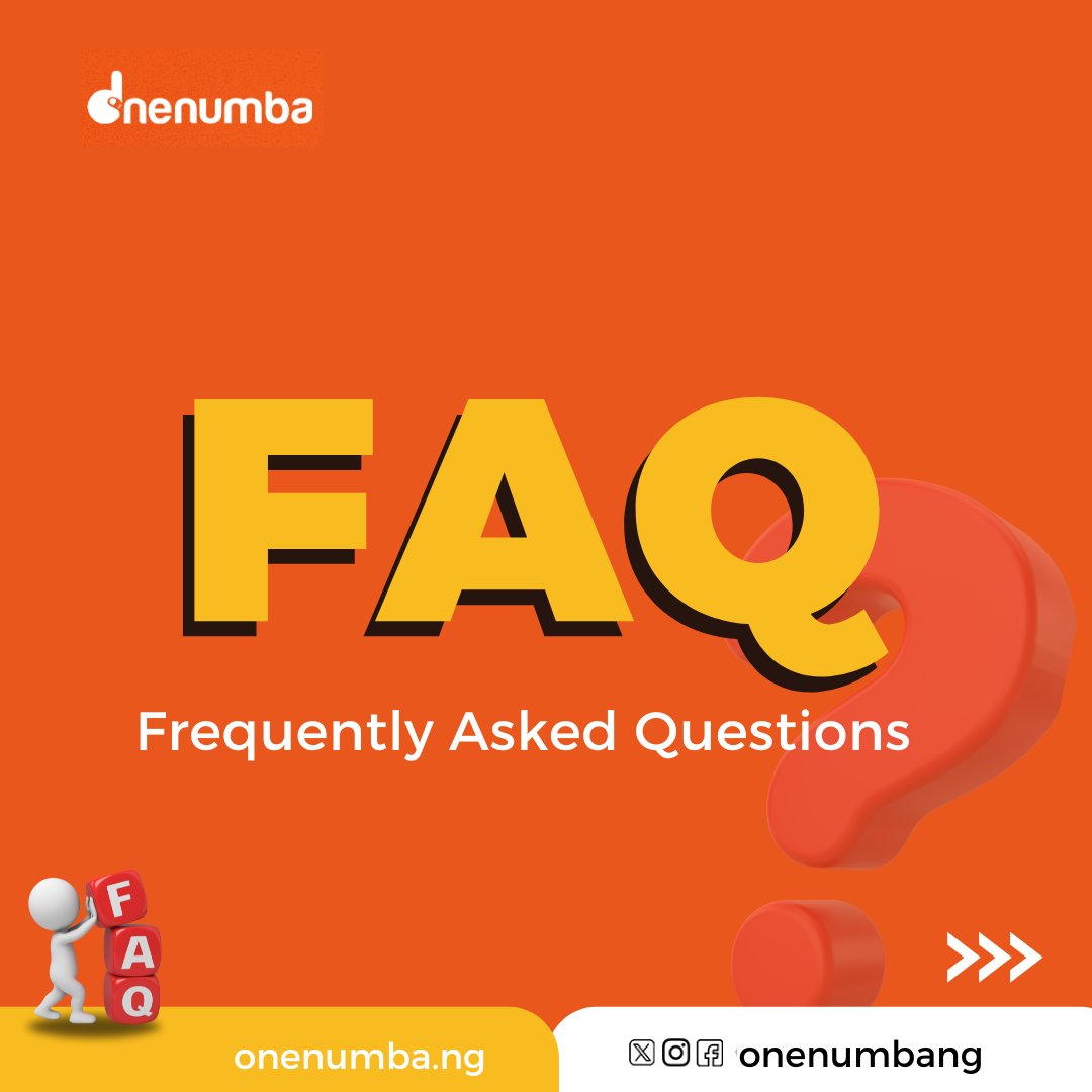 OneNUMBAng's tweet photo. We've got you covered with these short answers to your most pressing questions๐ก๐
#FAQs #OneNUMBA #FintechInNigeria #Fintech https://t.co/d8CEUUwZx9