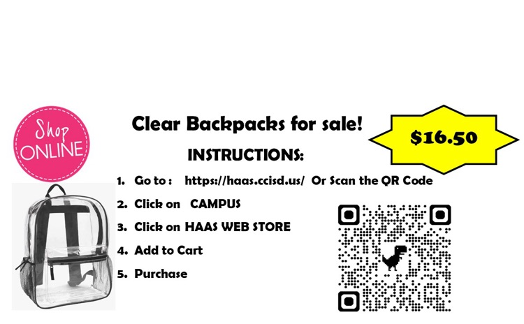 New lower price for clear backpacks from our school store!