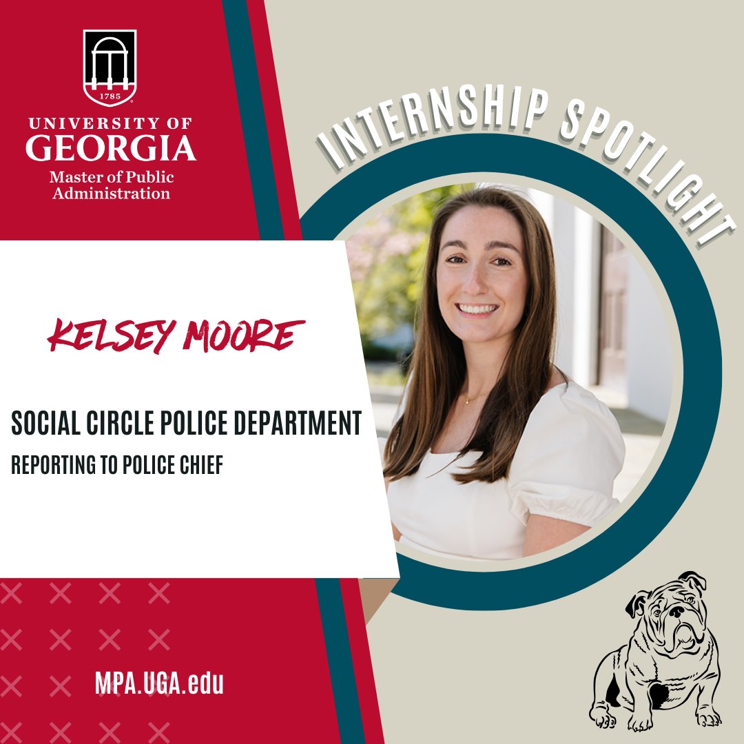 ugapadp's tweet image. This week we are spotlighting Kelsey Moore’s summer internship with the Social Circle Police Department! Kelsey reports directly to the police chief!

#UGA
#UGASPIA
#CommitTo #PublicService
#SummerInternship #MPA