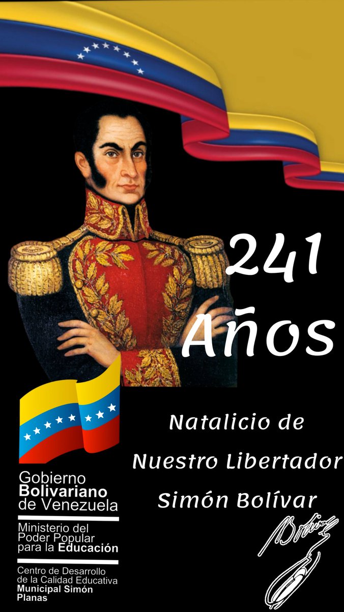 salasimonplanas's tweet photo. #24Jul Viva Bolivar! Hoy celebramos 241 años del natalicio del Padre de la Patria,cuyo legado antiimperialista sigue vigente para la conquista de su sueño la Patria Grande, libre y soberana
#CunaDeLibertadores 
@NicolasMaduro
@_LaAvanzadora
@MPPEDUCACION
@EleamerAbdala
@cdcelara https://t.co/tVHteR7XsZ