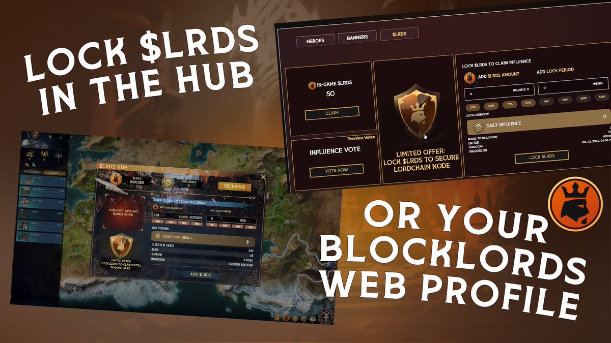 BLOCKLORDS's tweet photo. Introducing the LORDCHAIN Node Reward Program! 

Lock $LRDS for exclusive rewards. Here's how you can get involved and what you’ll gain from participating: 🧵👇

1️⃣ How to Participate:

🔒 Lock 500 $LRDS: Start by locking a minimum of 500 $LRDS tokens on https://t.co/PRz9WQQ6qK.

⏳ Commit for 13 Weeks: Lock your tokens for 13 weeks to gain eligibility.

✨ Gain Eligibility: Meet these requirements to join the Node Reward Program and position yourself for exclusive rewards when LORDCHAIN goes live.