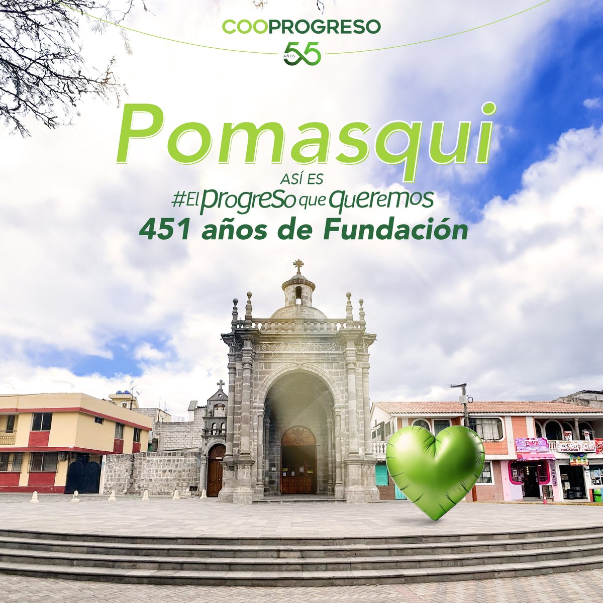 cooprogreso_ec's tweet image. ✨ Saludamos a #Pomasqui en sus 451 años de Fundación 💚 Celebramos el valor de sus tradiciones, su cultura y el espíritu de su gente. 🎊

Juntos continuamos construyendo #ElProgresoQueQueremos 💪

📍 MATRIZ POMASQUI: Av. Manuel Córdova Galarza 9380 y Marieta de Veintimilla