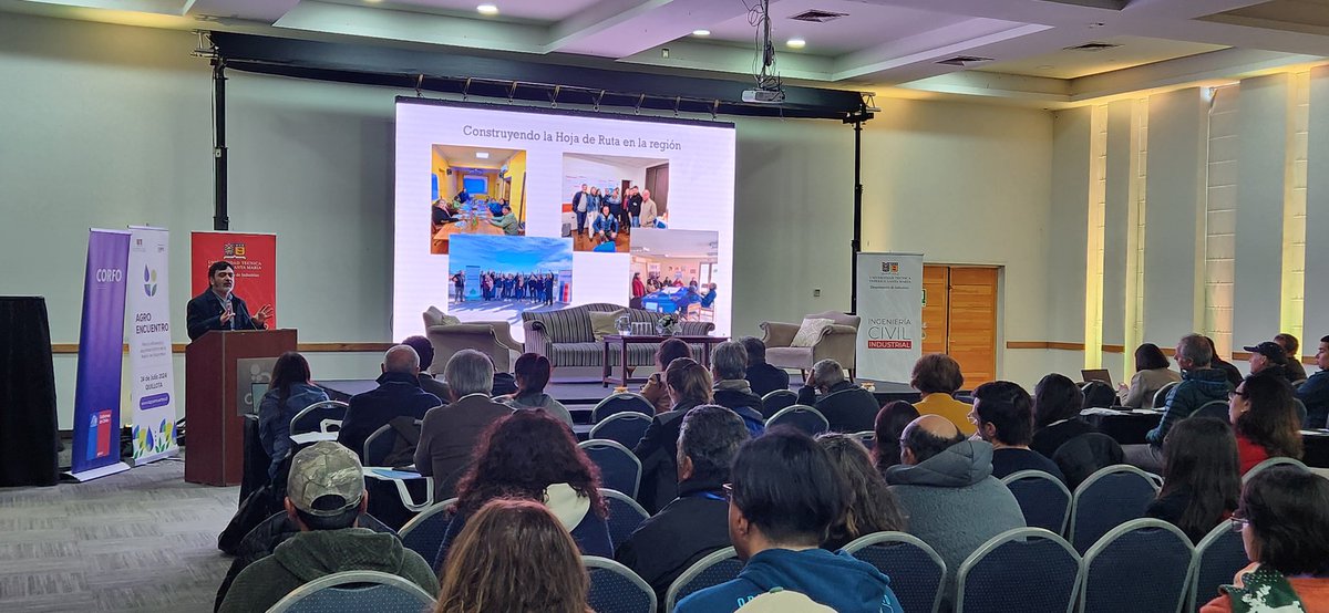 Agricultores de la región se reúnen en Seminario #AgroEncuentro organizado por la <a href="/usantamaria/">USM</a> y la red #FortalecePymeAconcaguaQuillota con apoyo de <a href="/Corfo/">Corfo</a>. Se exponen experiencias internacionales sobre medidas de adaptación al cambio climático. Mañana continuamos en Calle Larga.