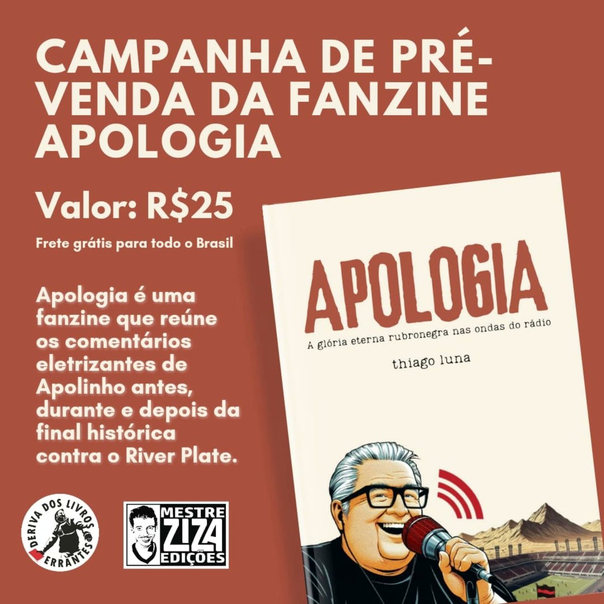 DosDeriva's tweet photo. Apologia: A glória eterna rubro negra nas ondas do rádio

Homenagem ao radialista Washington Rodrigues e ao título da Libertadores de 2019 do Flamengo

Junte-se a nós e eternize a voz de Apolinho e a conquista histórica do Mengão!

>>> https://t.co/m8TXND0KGt