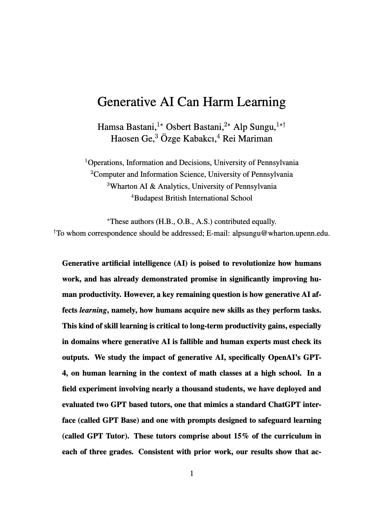 Luiza Jarovsky on X: &ldquo;🚨[AI PAPER]: &ldquo;Generative AI Can Harm 