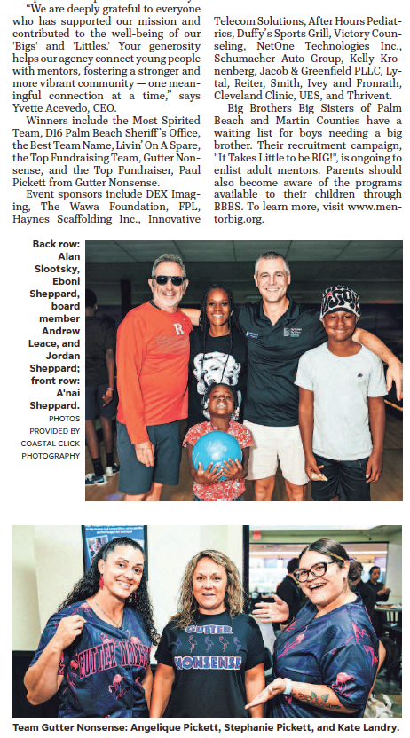 🌟 Thank you to the TCPALM Luminaries for featuring our Bowl for Kids' Sake fundraiser event for Big Brothers Big Sisters! Let's continue to shine a light on mentorship and empowerment! 🎳 #BowlforKidsSake #BBBS #mentorbig

mentorbig.org/bowl-for-kids-…