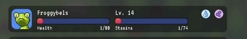 chaleyaquino's tweet image. "Froggibles: Still alive, just barely. #1HP #1SP #barelyhangingon #toadallytough"

#SpellborneCreate 
@spellborne