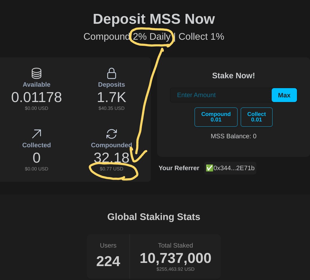 Tyree_MT's tweet photo. #MintStakeShare: ROI dApp paying 2% per day on compounds. Like #DripFaucet, but better. I put in $40 yesterday, and compounded 77c today. released a few days ago, so very early..
https://t.co/L7lehAODp3 https://t.co/kxyZDYGT9j