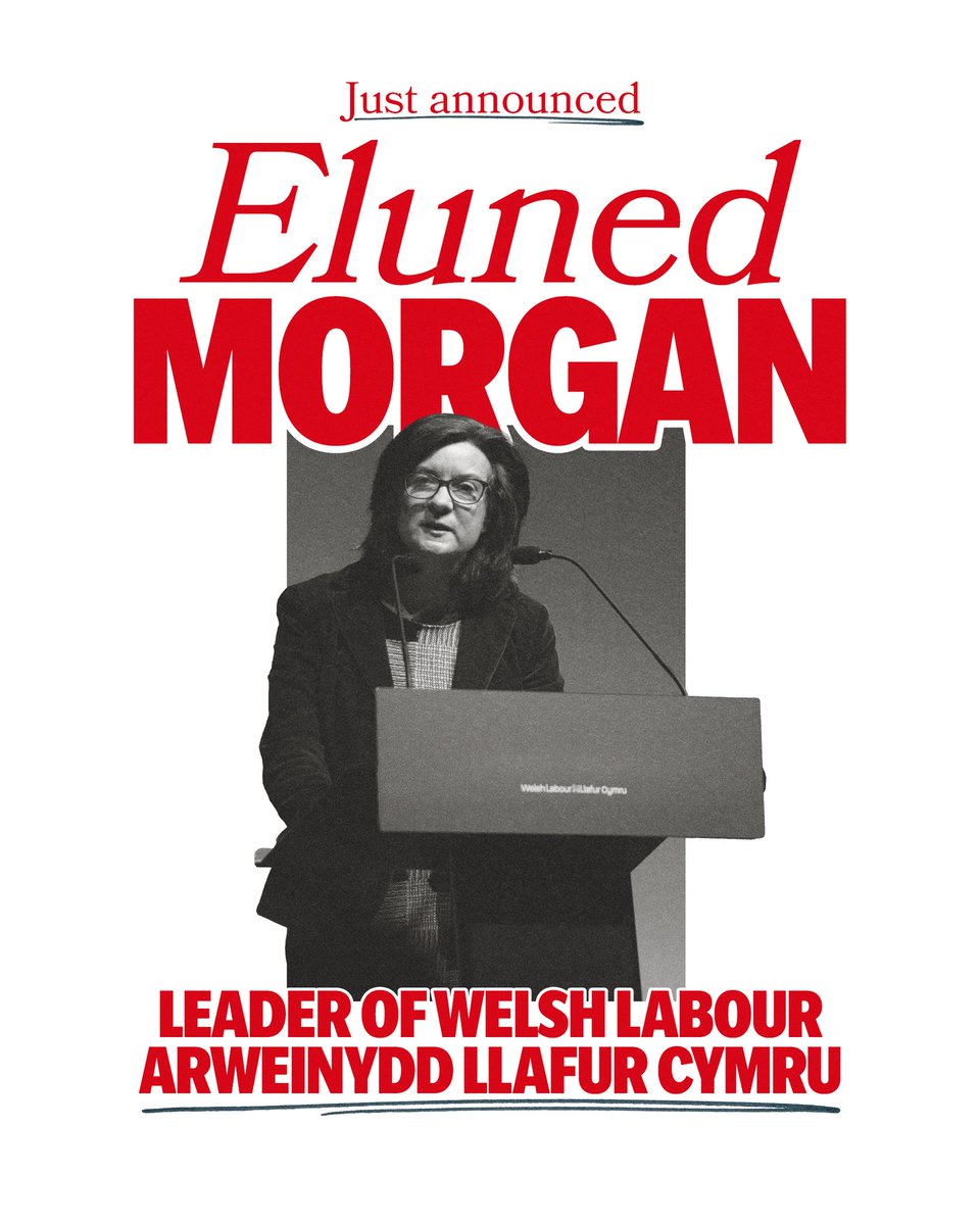 Congratulations to Eluned Morgan, the new Leader of Welsh Labour.

Llongyfarchiadau i Eluned Morgan, arweinydd newydd Llafur Cymru.