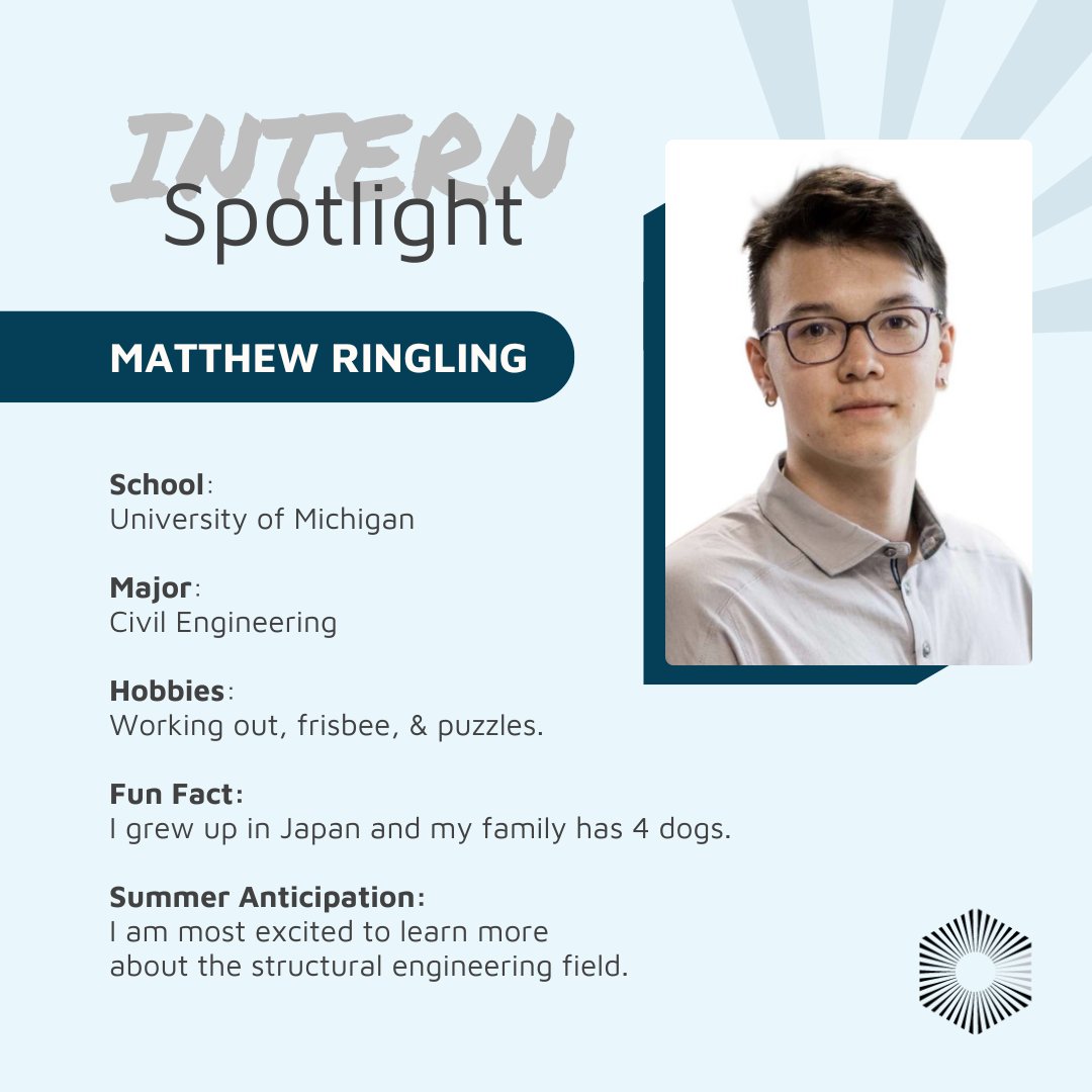 Commonwealth_HQ's tweet image. ✨ Intern of the day! ✨ 

Meet Matthew Ringling, one of our Civil Engineering Interns! He is a student at the University of Michigan. 

We are thrilled to have you this summer! 

#OneCommonwealth #AnythingButCommon #SummerInterns