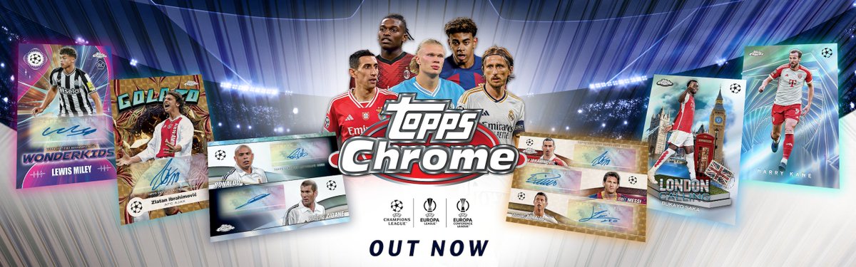 Topps_UK's tweet image. Topps Chrome UCC 2️⃣0️⃣2️⃣3️⃣ / 2️⃣4️⃣ is OUT NOW on topps.com! ✨

Sitting on the Throne of Chrome 👑

With the biggest stars from the UCC:

☑️ UEFA Champions League
☑️ Europa League
☑️ Europa Conference League

#ToppsChrome #TheHobby