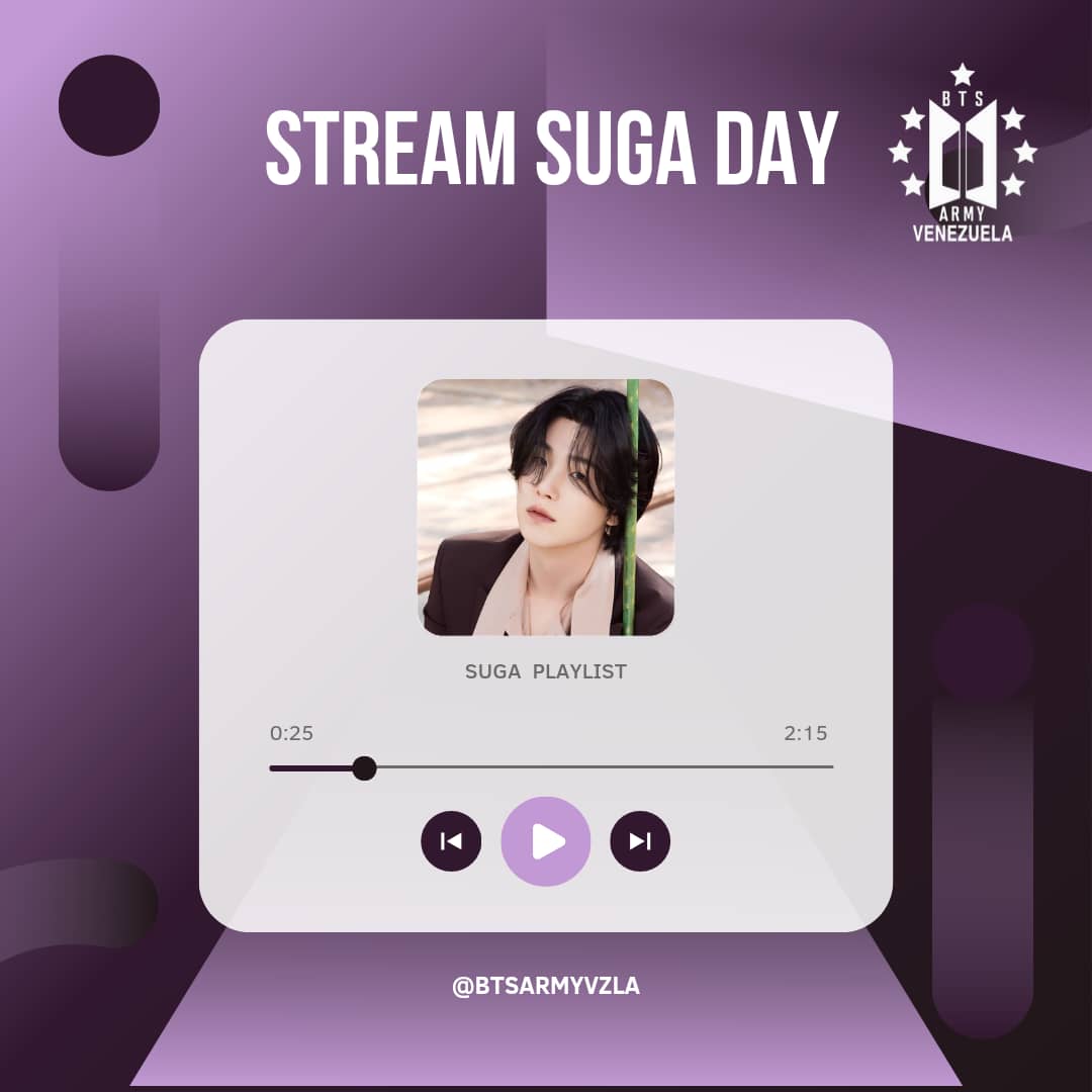 BTSarmyvzla's tweet photo. #SUGADAY STREAMING 💜
Misión de 24 Horas (60 Caps)
➡️PLAYLIST: https://t.co/UwOqnnNnIi
Utiliza: 🔑
#SUGADay
#Streamsuga
#Vearmy
#SUGABTS https://t.co/FW3ZenbAdq