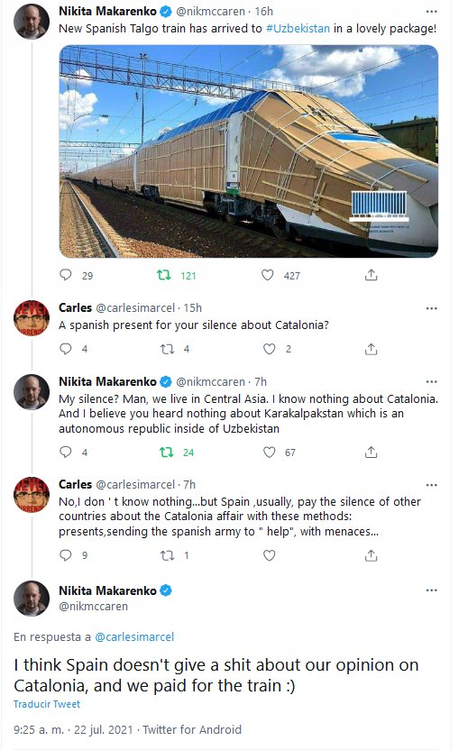 Salo14_'s tweet photo. Cada vez que veo Uzbekistán me acuerdo de la chinada histórica que tuvo un catalán aburrido con un uzbeko fan de los trenes https://t.co/hkRaCQ6wPR