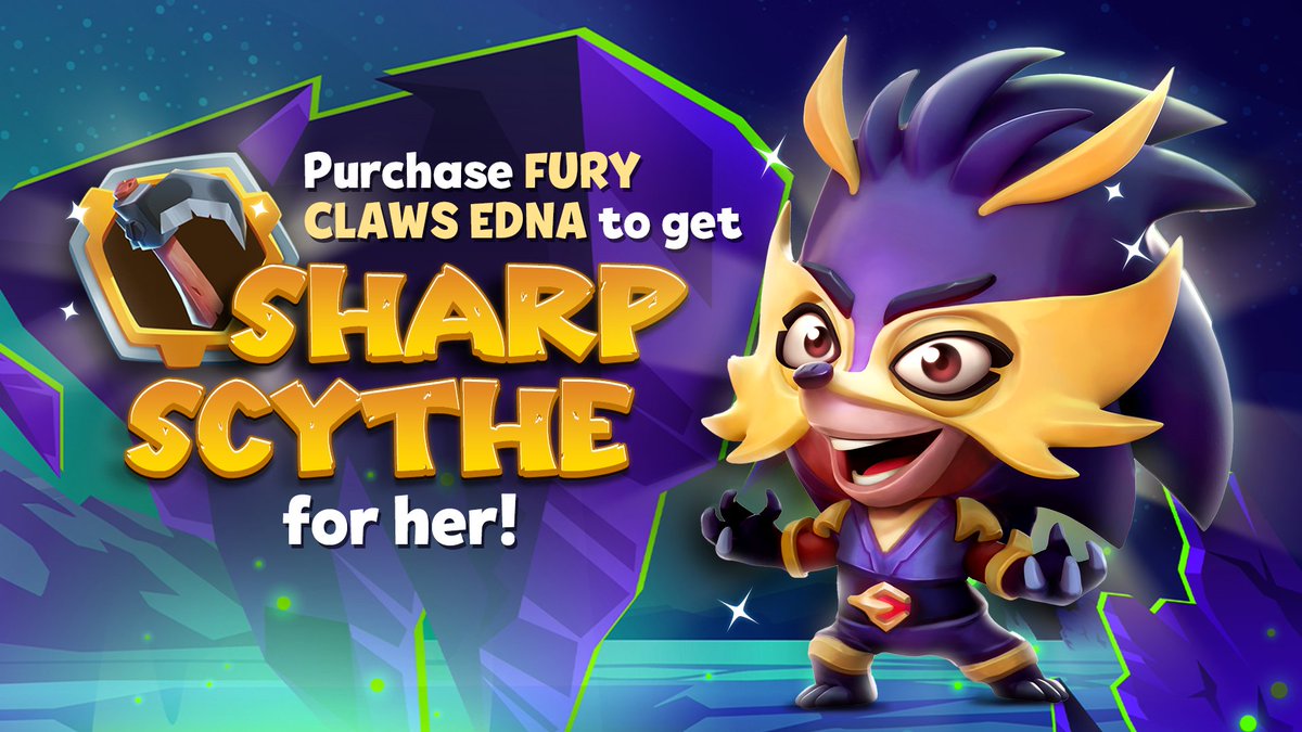 Hey Zoobsters!

Protect yourselves, Fury Claws Edna just arrived at the Zoo 💥
Now, the mischievous little echidna is more stylish - and dangerous - than ever!

If you purchase Fury Claws Edna until Sunday 23h59 UTC you'll get a Sharp Scythe!
So hurry up!

See you at the Zoo 🐾