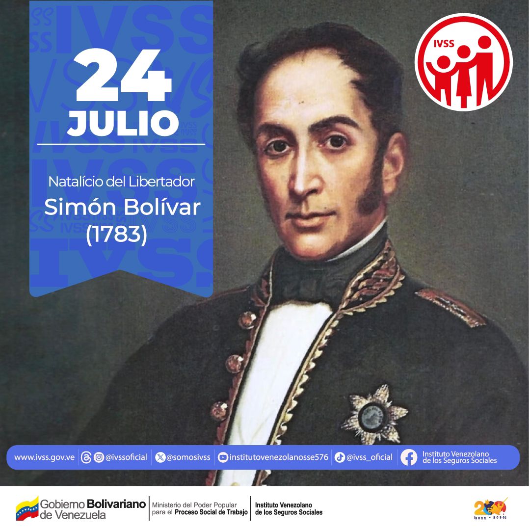 #24Jul hoy se celebra el 241 aniversario del natalicio de Simón Bolívar, un líder fundamental en la independencia de varios países sudamericanos. Bolívar jugó un papel crucial en la liberación de territorios como Colombia, Ecuador, Perú, Bolivia y Venezuela. 
#CunaDeLibertadores