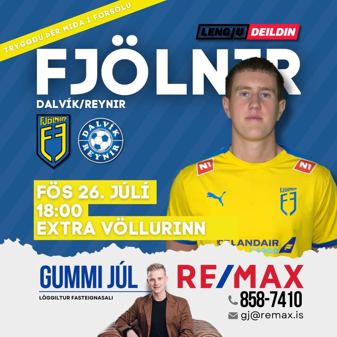 Næsti leikur hjá strákunum í Lengjudeildinni er á föstudaginn 🤩
⚽️ Fjölnir - Dalvík/Reynir
⏰ Föstudaginn 26. júlí kl. 18:00
📍 Extra völlurinn
🍕 Sjoppan verður á sínum stað! Pizzur, borgarar og kaldar veigar í boði 🥳
Hlökkum til að sjá ykkur! Áfram Fjölnir!!
#FélagiðOkkar 💛