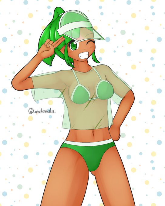 うちの子ウィンディのお姉ちゃん、ラフィカの水着姿を描いてみました! 