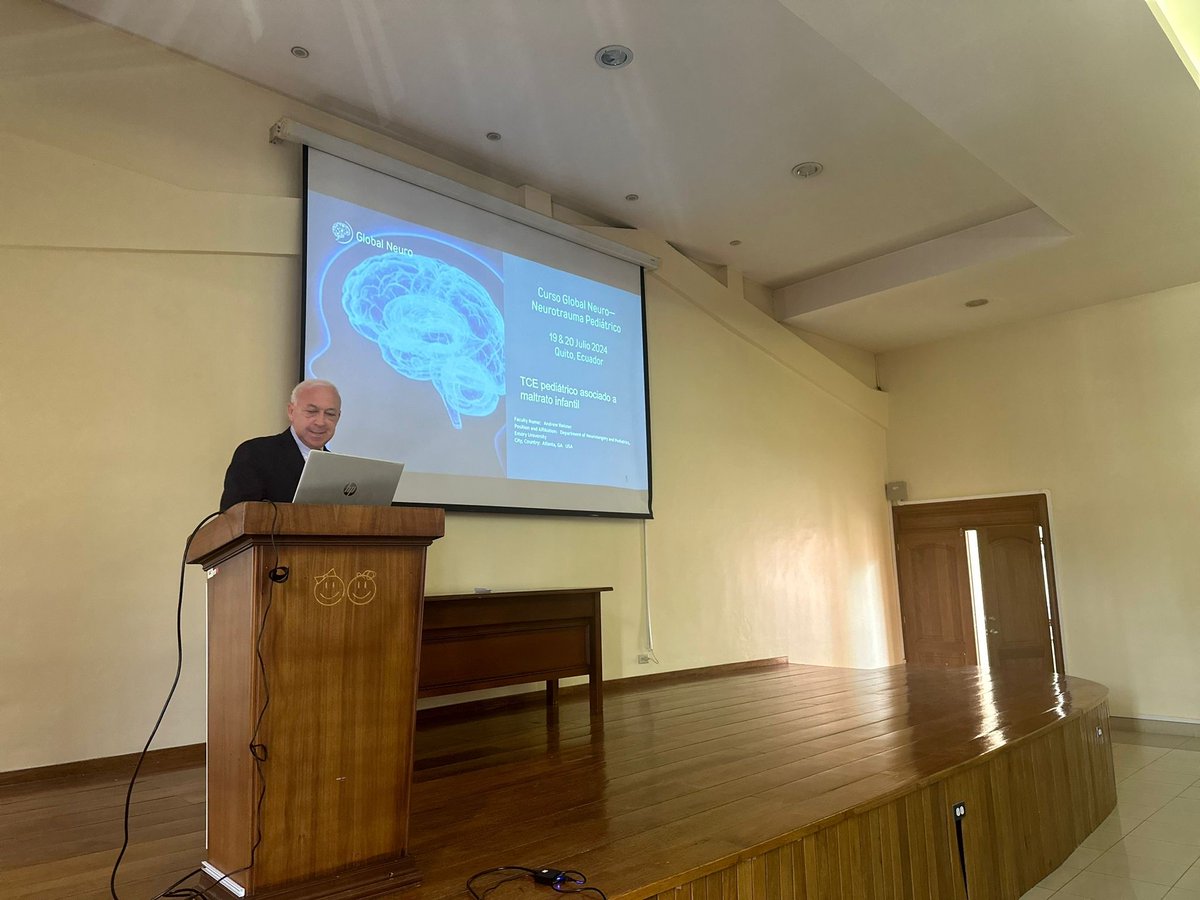 NeurologyATL's tweet photo. @AndrewReisner2 delivering another incredible presentation on neurotrauma care in Quito, Ecuador. The meeting was hosted by the World Federation of Neurosurgeons. 

We're so proud! https://t.co/sWOSlELxkE