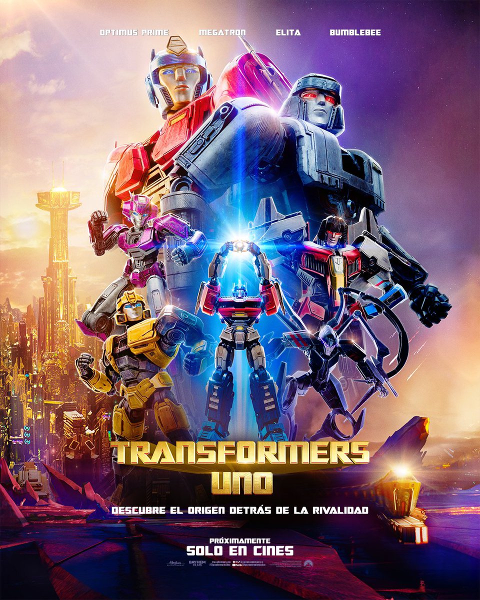 TransformersMX's tweet image. Todos para uno… y uno va a caer. El nuevo tráiler de #TransformersUno llega MAÑANA.