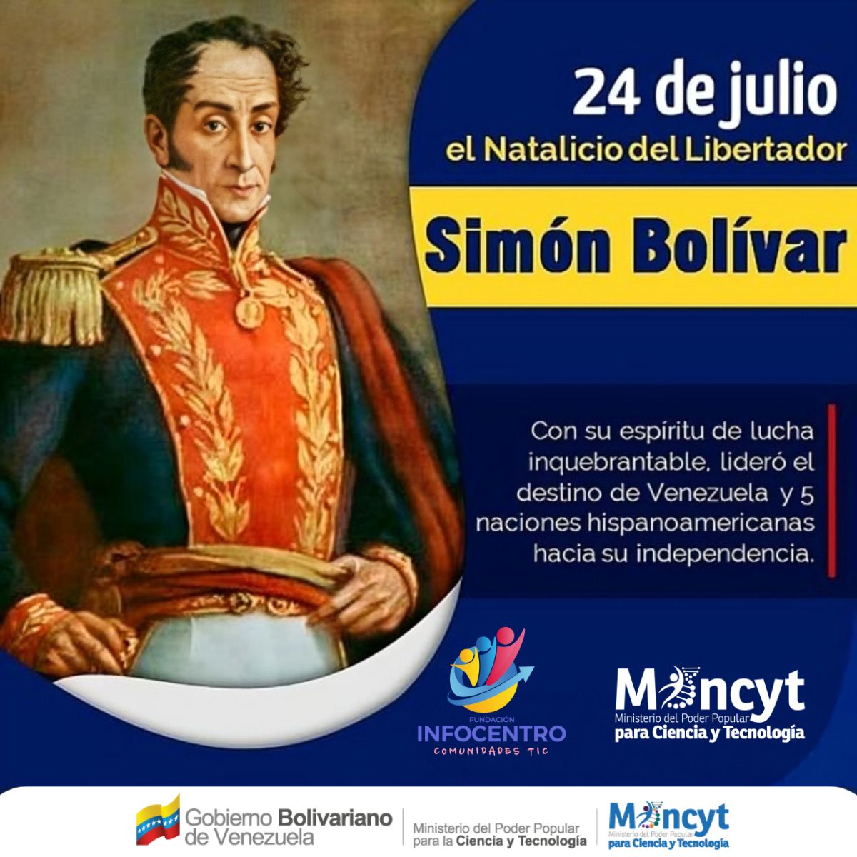 #24Julio Simón Bolívar, conocido como el “Libertador de América”, fue un militar y político venezolano que por 20 años combatió contra la corona española para lograr la independencia de Bolivia, Colombia, Ecuador, Perú y Venezuela.
#CunadeLibertadores
<a href="/BCHCHNE/">BCHCH Nueva Esparta</a> 
<a href="/VelasqzMaryC/">Mary Velasquez</a>