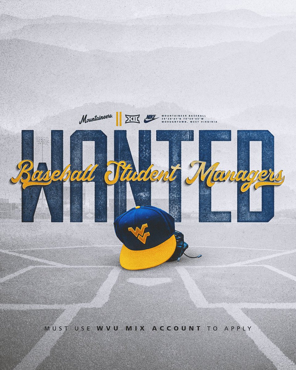 Want to work with the Mountaineers? Apply now to be a student manager!

🔗tinyurl.com/2dehzhwl

Must use your mix account to apply!

#HailWV