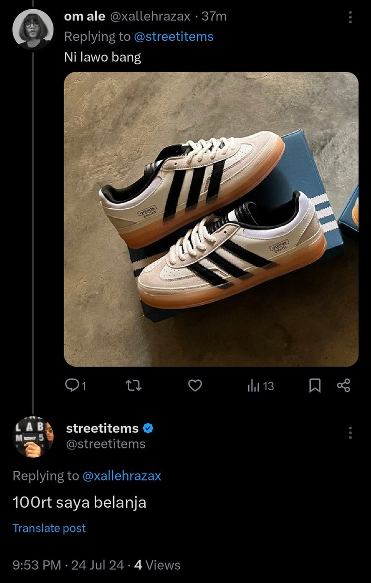 xallehrazax's tweet photo. Bantu om dapat 100 RT untuk @streetitems belanja kasut ni.

Terima kasih 🙏🏻 https://t.co/UAtek8kguP