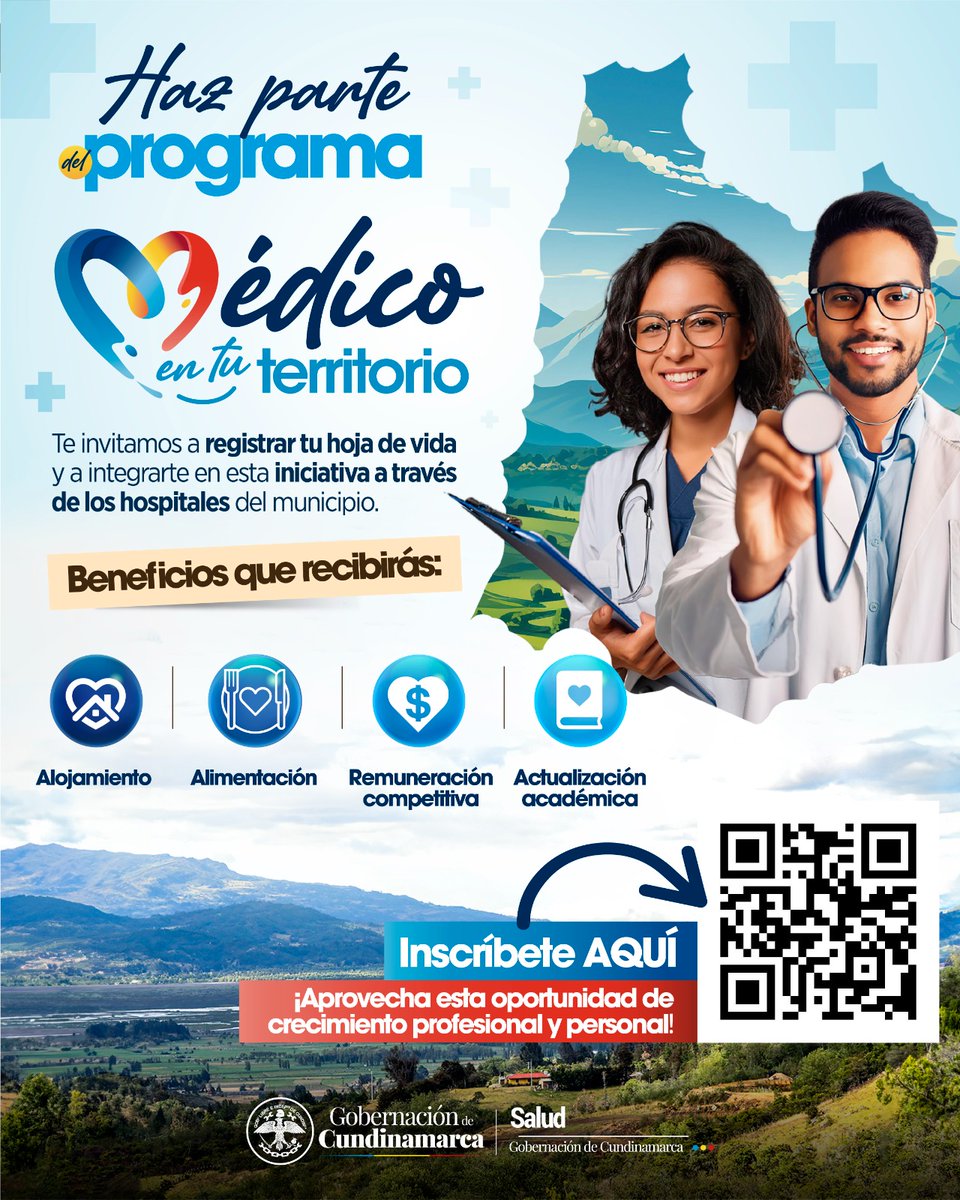HospitalUbate's tweet photo. Médicos de #Ubaté y la Provincia, desde @cundinamarcagob, los invitamos para hacer parte del programa #MedicoEnTuTerritorio.

Registra tu hoja de vida ahora mismo en el link: https://t.co/PNkB1ImHX0 y aprovecha esta oportunidad de crecimiento profesional y personal. https://t.co/wmQ1JgOuLG
