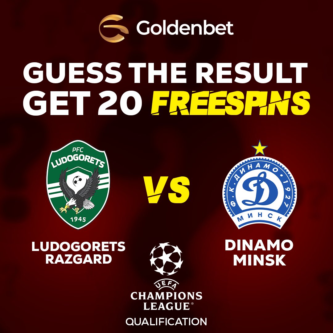 😍Guess The Result of the Match and Get 20 FreeSpins 😍

- Write your Goldenbet username in the comments
- Retweet and like this post
- Tag Your Friend

👉10 User Will Randomly Selected 👈

#goldenbet #Goldenbetcom #Freespins #ChampionsLeague #qualification