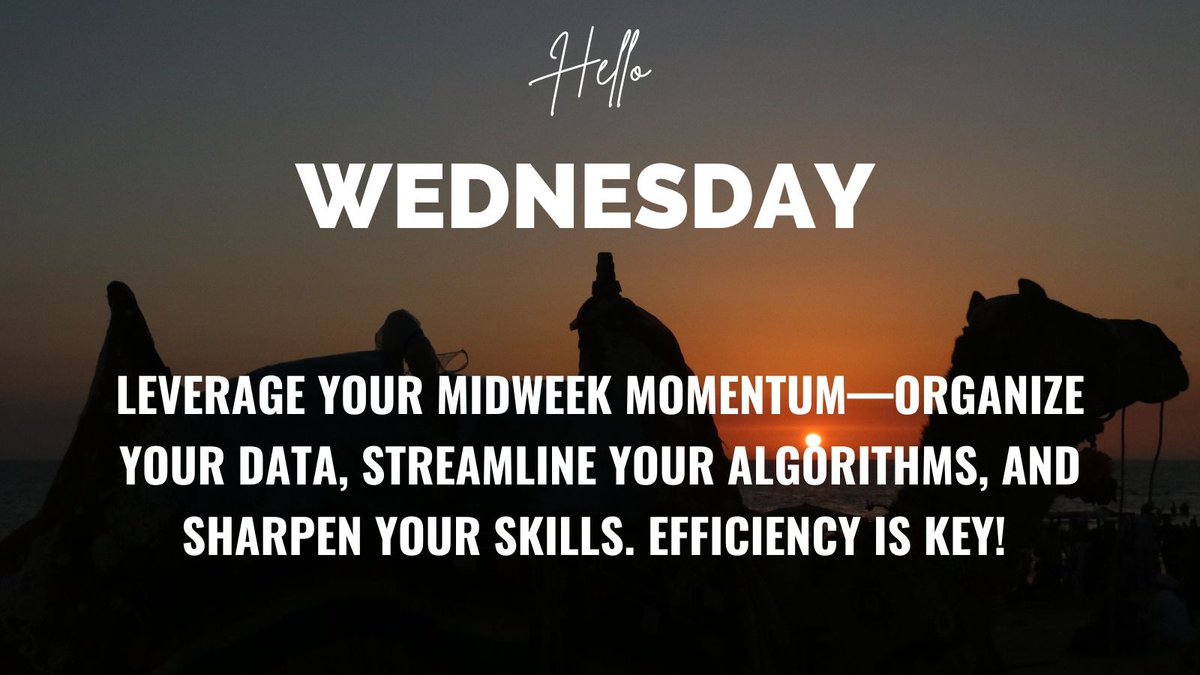 LibertyGroveSo's tweet image. Leverage your midweek momentum—organize your data, streamline your algorithms, and sharpen your skills. Efficiency is key! 🔑 #TechEfficiency
