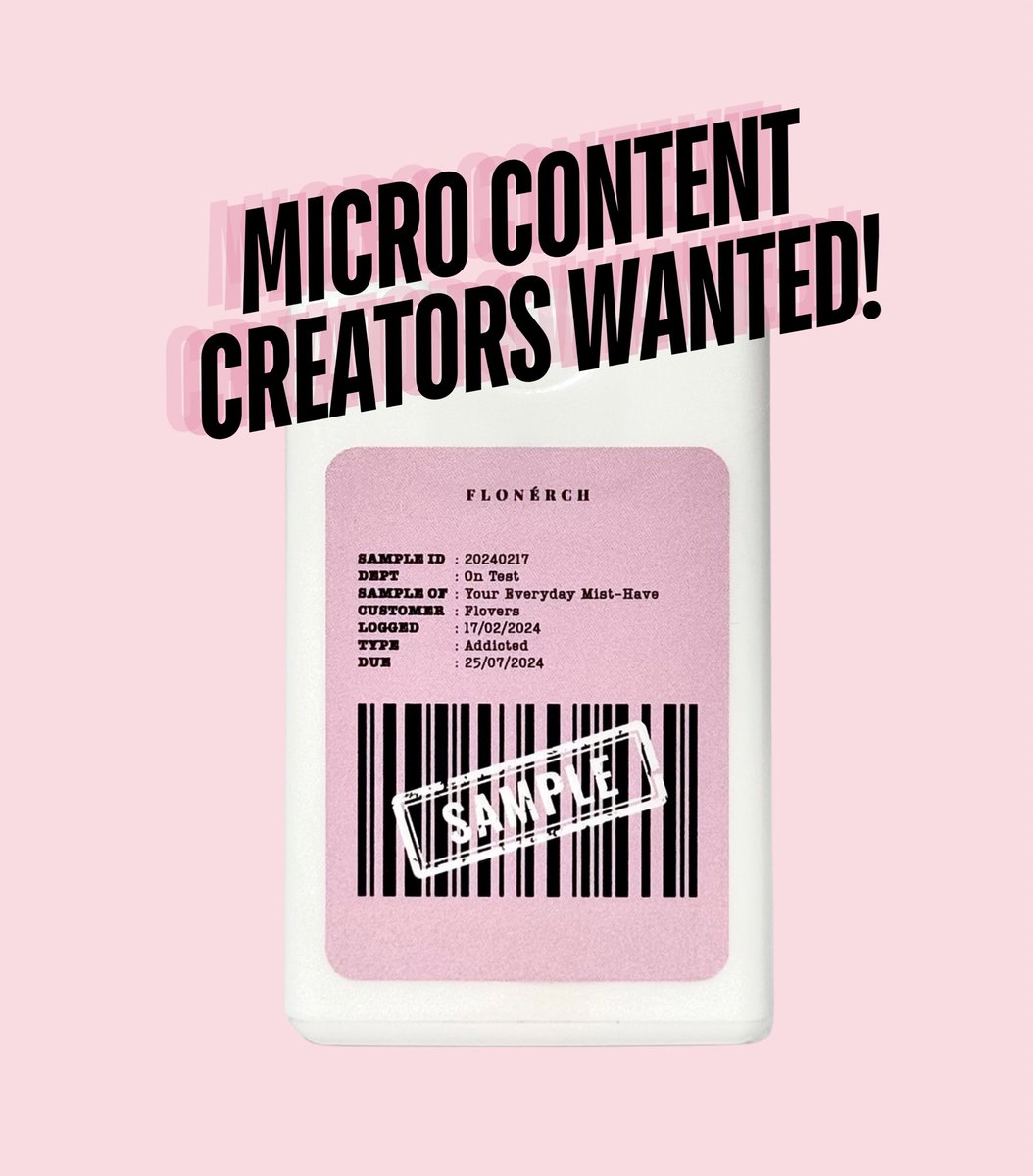 MICRO CONTENT CREATORS WANTED‼️

We’re looking for 30 Micro Content Creators and Flonerch Lovers (Flovers) to receive FREE #MistHave samples 😱

In return, we’d love your honest review on Twitter/X!

Comment "I WANT" and we’ll DM the chosen participants. GOOD LUCK!!