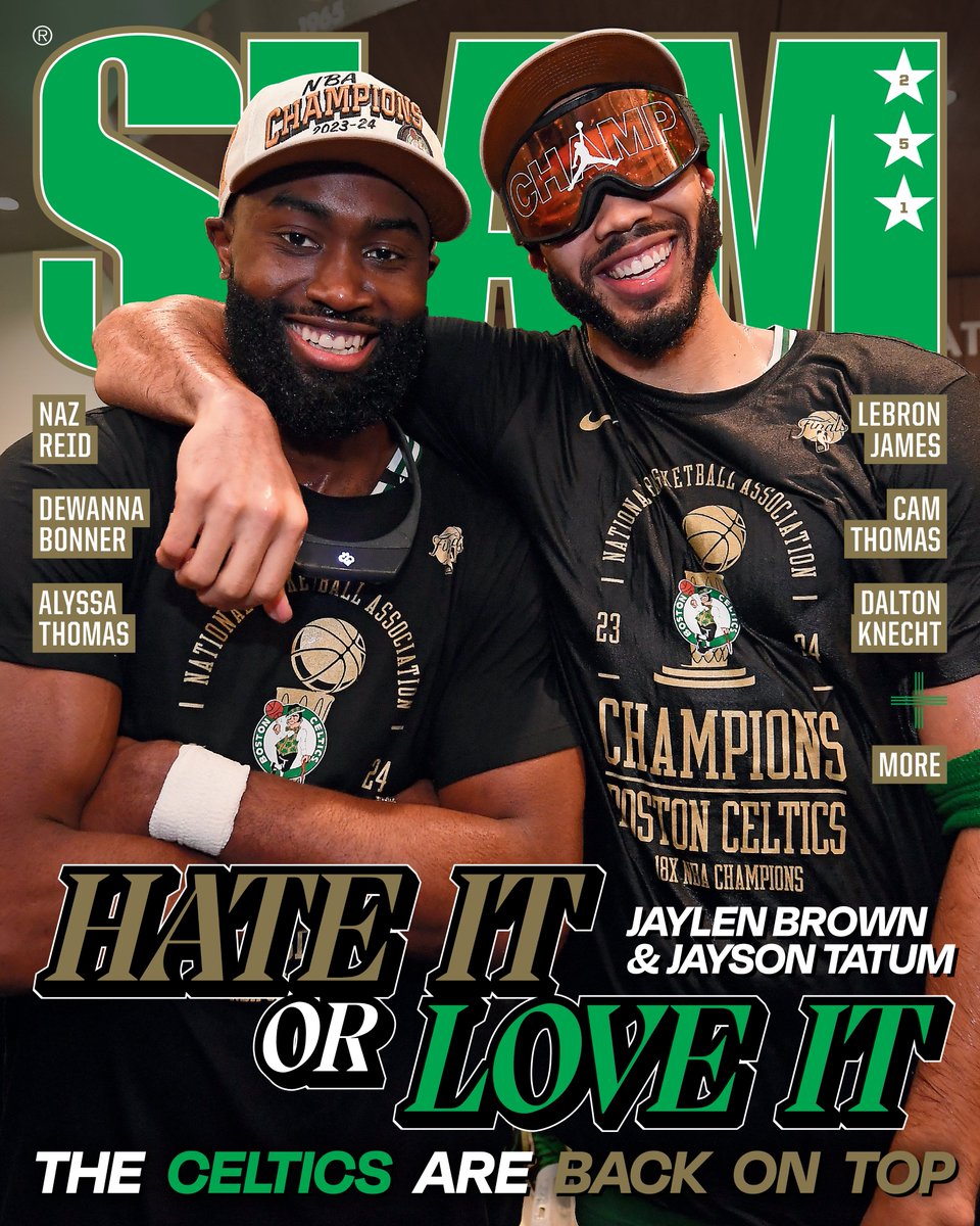 SLAMonline's tweet image. The Celtics got a lot of haters out there. But none of those haters could stop banner 18 from becoming a reality. ☘️🏆

Jaylen Brown and Jayson Tatum for SLAM 251. slam.ly/celtics
