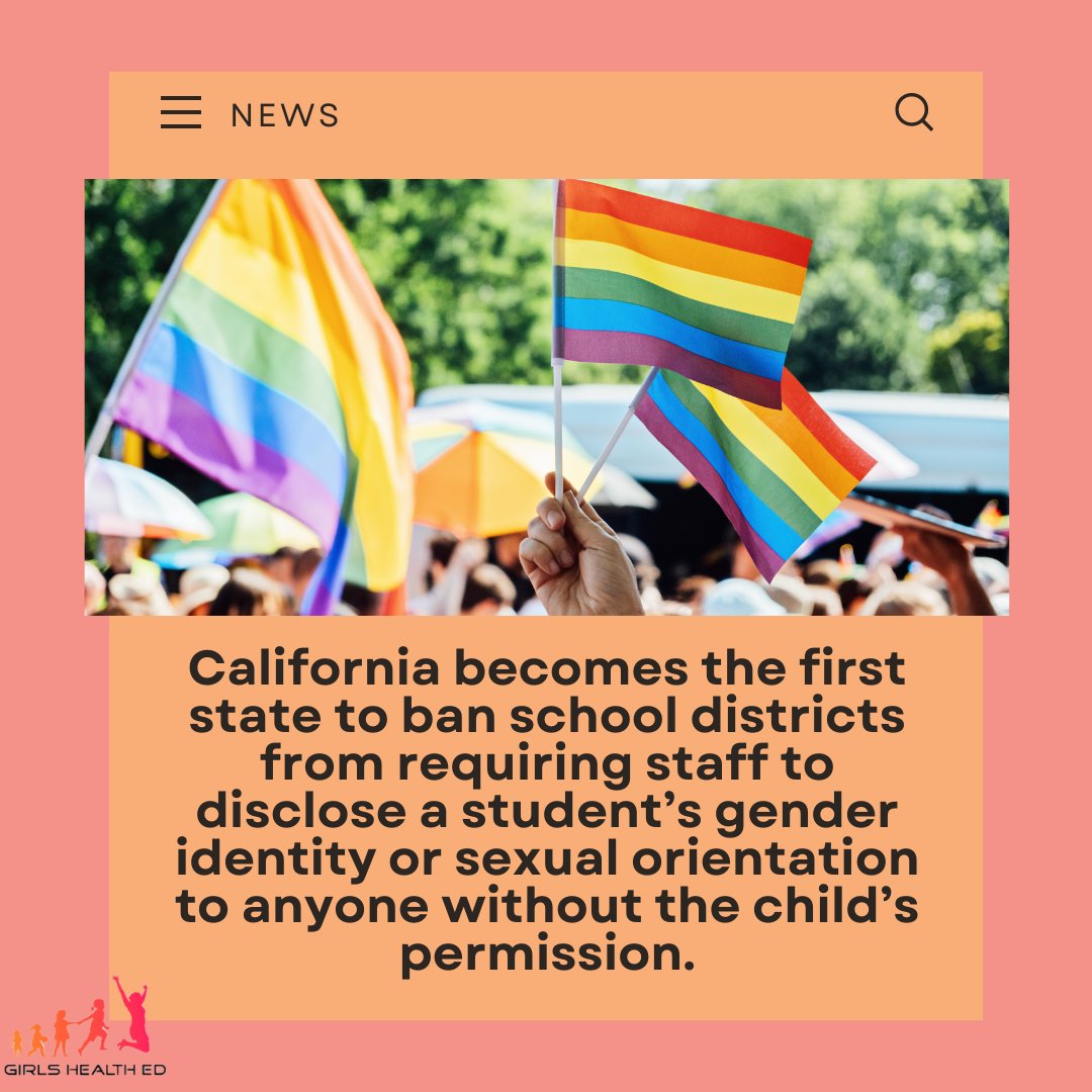 New #California law states it is no longer required for teachers or other staff to inform parents of their children's #sexual orientation or #genderidentity.