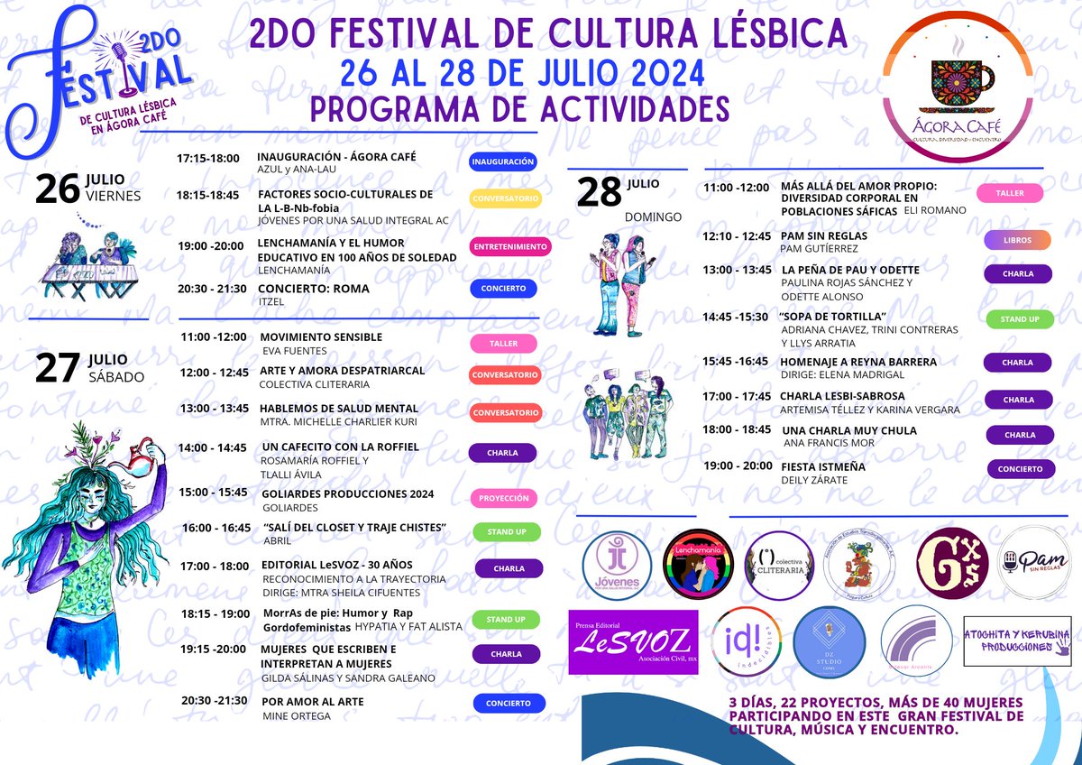 💙🔥   2DO FESTIVAL DE CULTURA LÉSBICA 🔥💙

Del 26 al 28 de julio. 

Te esperamos