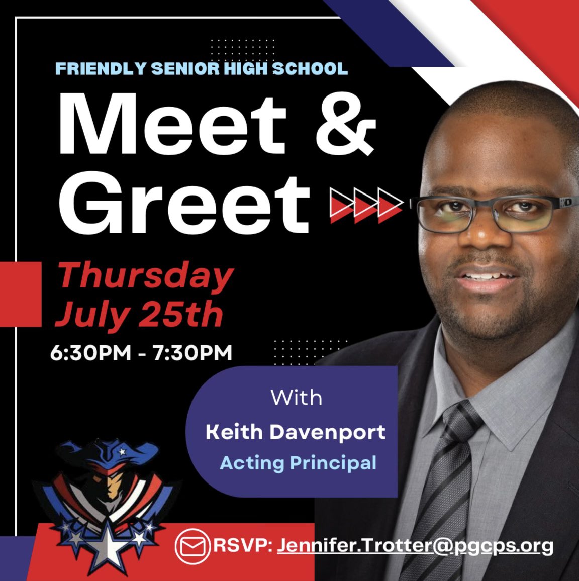 Friendly HS Patriots (@fhspats) on Twitter photo Good Morning Patriot Family,
Come out for our first meeting with FHS Acting Principal Davenport. <a href="/DrCMarrow/">Dr. Carletta Marrow</a> <a href="/IsleyMcClure/">Nicole Isley-McClure</a> Good Morning Patriot Family,
Come out for our first meeting with FHS Acting Principal Davenport. <a href="/DrCMarrow/">Dr. Carletta Marrow</a> <a href="/IsleyMcClure/">Nicole Isley-McClure</a>