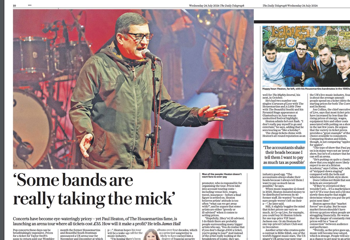 Matt Nixson (@mattnixson) on Twitter photo The legend that is <a href="/PaulHeatonSolo/">Paul Heaton</a>, as brilliant as ever in #Telegraph today. Tickets prices for a vast amount, possibly the majority, of big artists, have become a huge swizz. The legend that is <a href="/PaulHeatonSolo/">Paul Heaton</a>, as brilliant as ever in #Telegraph today. Tickets prices for a vast amount, possibly the majority, of big artists, have become a huge swizz.