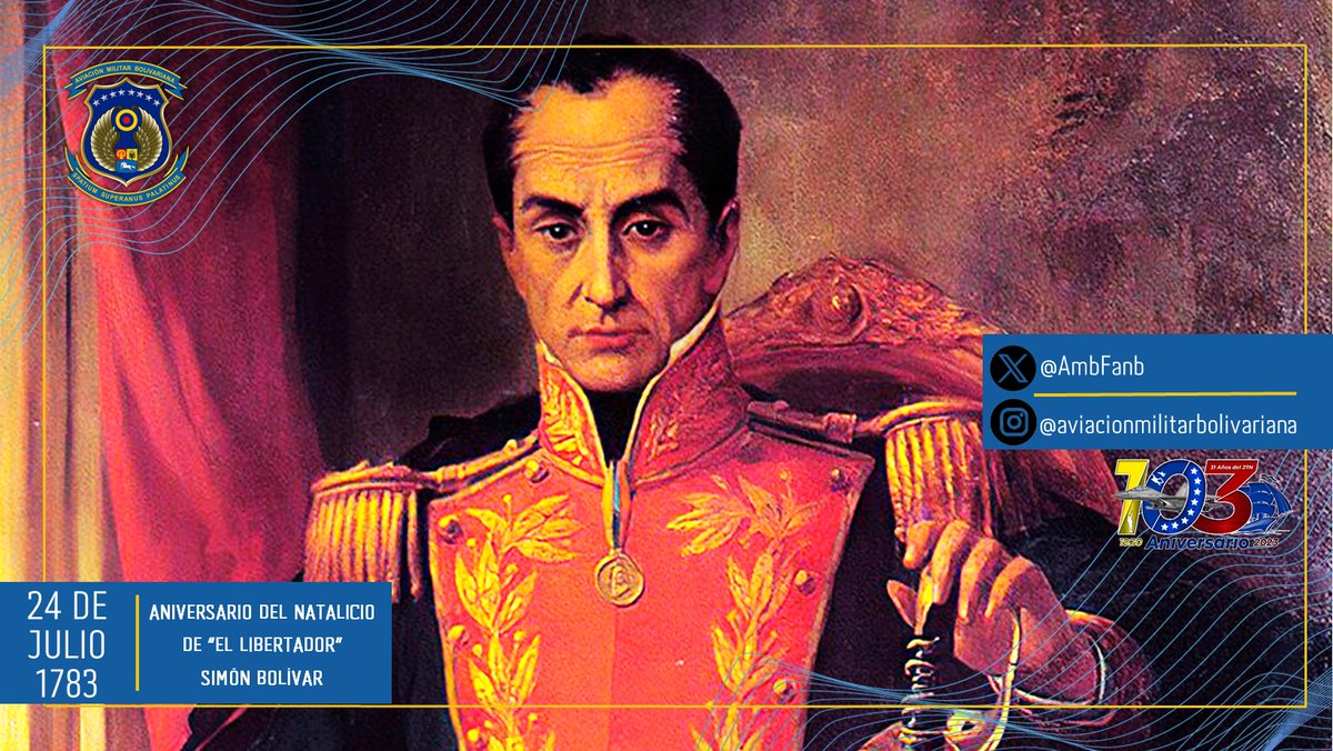 #24Jul| ¡Hoy conmemoramos el nacimiento del Libertador, Simón Bolívar! 🇻🇪⚔️
Sus ideas, plasmadas en escritos y discursos encendidos, siguen resonando con fuerza en nuestros corazones, inspirándonos a luchar por una América Latina unida, justa y próspera.
¡Viva Simón Bolívar !