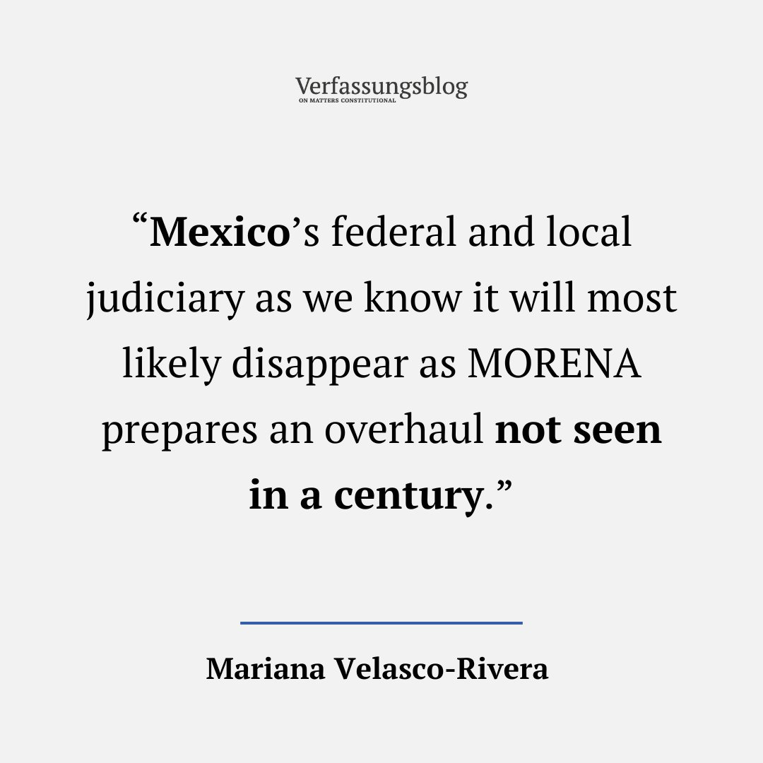 Verfassungsblog (@verfassungsblog) on Twitter photo "Dark times are coming for the judiciary and constitutional democracy in Mexico."
MARIANA VELASCO-RIVERA (<a href="/marisconsin/">Mariana VR</a>) on the ruling MORENA Party’s plan to overhaul the judiciary -and why Mexican democracy is facing its greatest threat.
👉 verfassungsblog.de/a-democratic-m… "Dark times are coming for the judiciary and constitutional democracy in Mexico."
MARIANA VELASCO-RIVERA (<a href="/marisconsin/">Mariana VR</a>) on the ruling MORENA Party’s plan to overhaul the judiciary -and why Mexican democracy is facing its greatest threat.
👉 verfassungsblog.de/a-democratic-m…