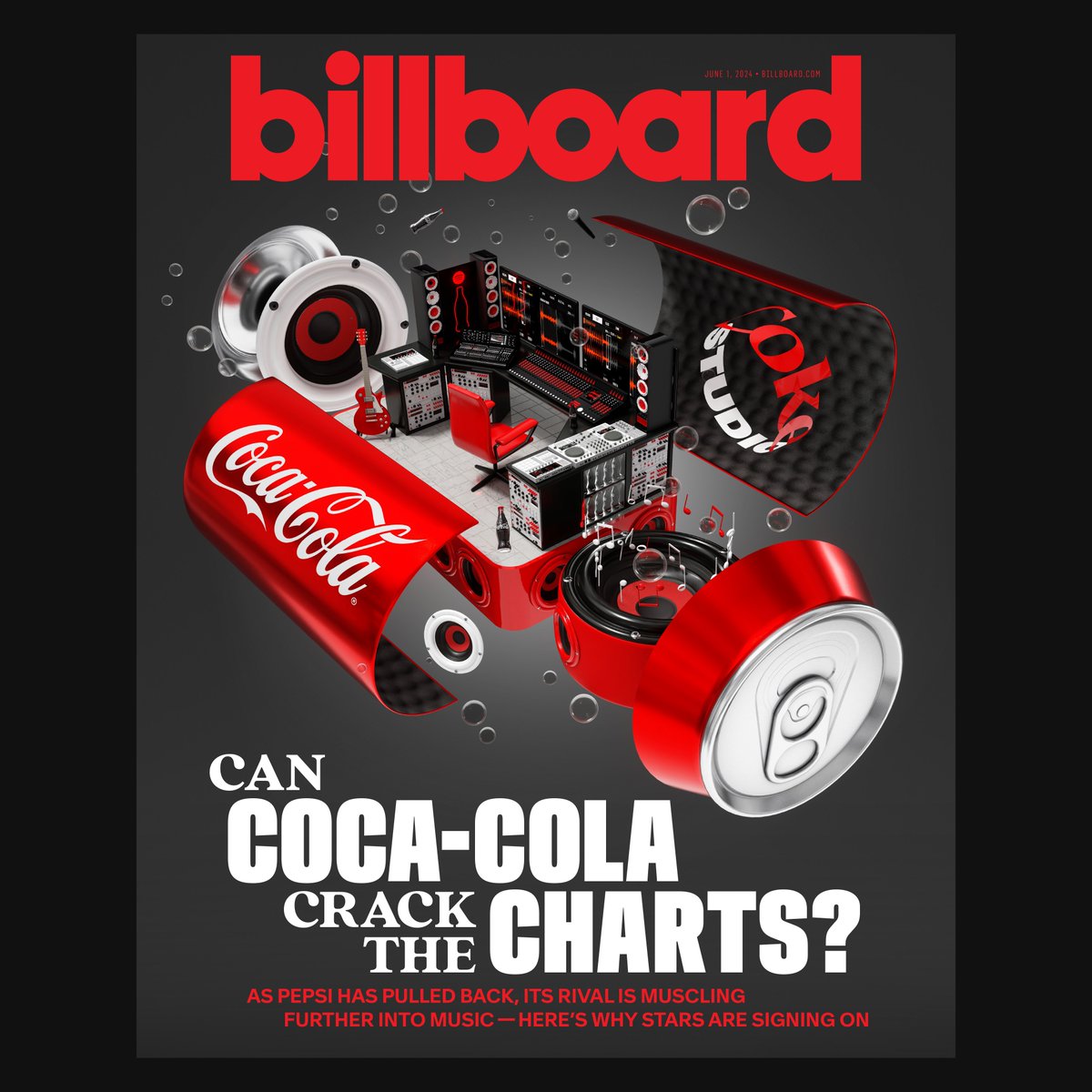 sinelab's tweet photo. New Illusration work for Billboard Magazine in the US. 'Can Coca Cola crack the charts'. A fun creative challenge making a studio made out of a coke can.

@lightwave3d https://t.co/SygySIRSP7