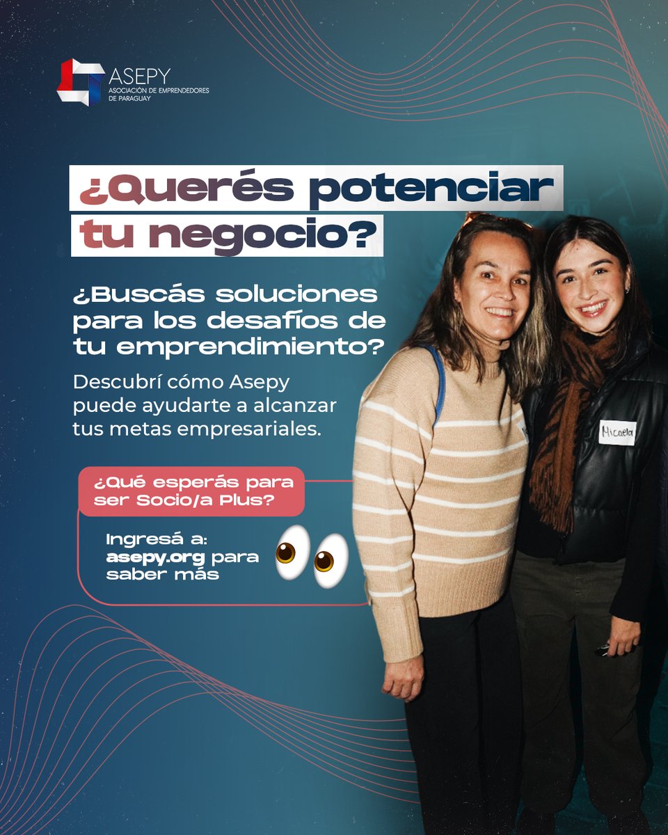 SomosASEPY's tweet photo. Beneficios exclusivos te esperan
Siendo Socio/a de ASEPY accedés a
➡️Programas de mentoría
➡️Asesoramiento financiero
➡️Descuentos exclusivos para Socios/as Plus
¿Qué esperás para ser parte de esta gran comunidad? 👀
#ASEPY https://t.co/2AggQuFjSX