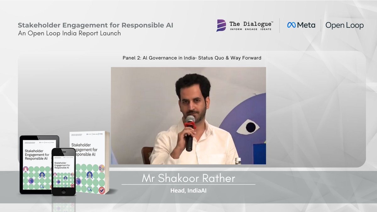 🔴 #Live #StakeHolderEngagementofResponsibleAI

𝗣𝗮𝗻𝗲𝗹 𝟮: 𝗔𝗜 𝗚𝗼𝘃𝗲𝗿𝗻𝗮𝗻𝗰𝗲 𝗶𝗻 𝗜𝗻𝗱𝗶𝗮 - 𝗦𝘁𝗮𝘁𝘂𝘀 𝗤𝘂𝗼 &amp; 𝗪𝗮𝘆 𝗙𝗼𝗿𝘄𝗮𝗿𝗱

Mr. Shakoor Rather, Head of IndiaAI, is speaking at Panel 2: AI Governance in India - Status Quo &amp; Way Forward at our report