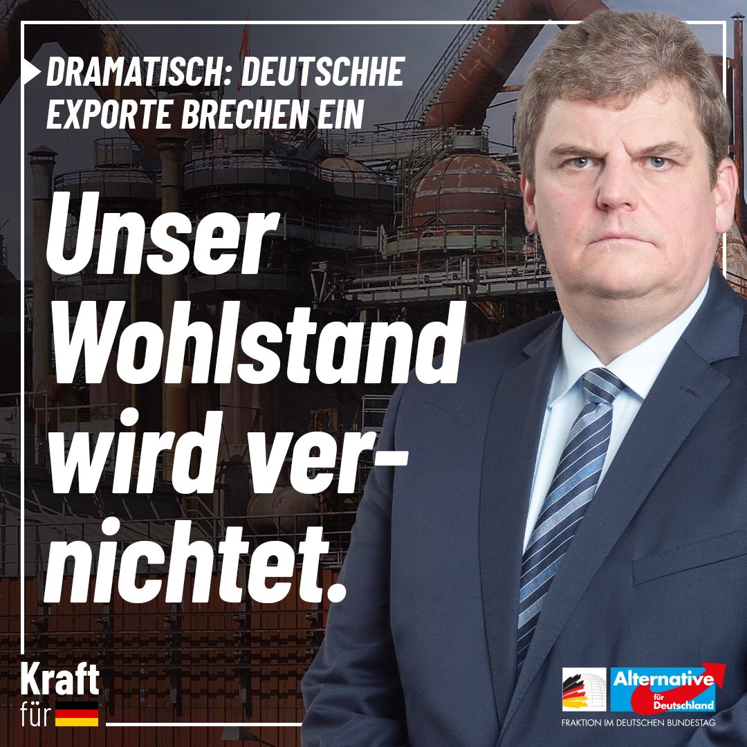 Dr_Rainer_Kraft's tweet image. 📉 EXPORTE BRECHEN DRAMATISCH EIN

Die deutschen #Exporte in Nicht-#EU-Länder sind im Juni zum Vorjahresmonat um 2,6% und im Jahresvergleich sogar um 4,5% eingebrochen. Die größten Einbrüche im Export hat #Deutschland mit #Russland (-27,1%), der #Türkei (-16,4%), #China (-9,9%),…