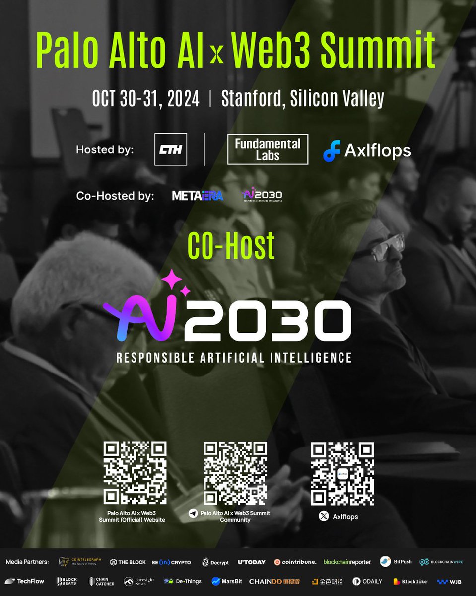 🚀 Excited to announce that <a href="/AI2030Official/">AI2030</a> will be co-hosting the Palo Alto AI x Web3 Summit! Join us at Stanford University on October 30-31, 2024, to dive deep into AI and Web3 innovations.

🌐 AI2030 is a member-based initiative aiming to harness the transformative power of