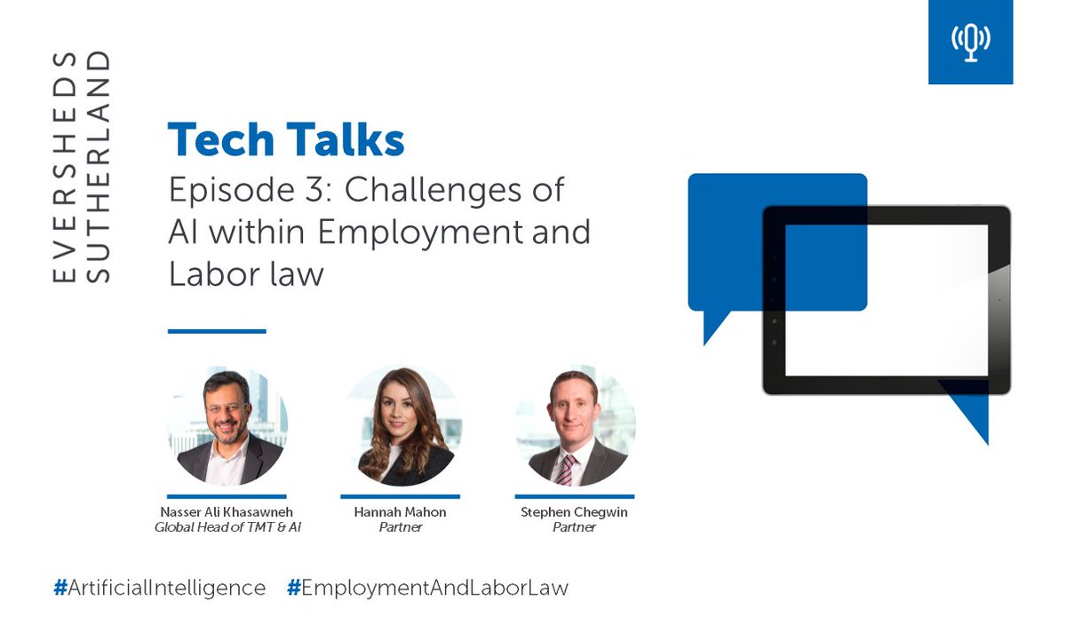 🎧 In the third episode of our Tech Talks legal insights podcast series, Partners <a href="/Nasserak/">Nasser Ali Khasawneh</a> , Hannah Mahon and Stephen Chegwin discuss  #GenerativeAI in #Employment and Labor law across the globe. 

Listen now: lnkd.in/gGhuDCZ7

#AI