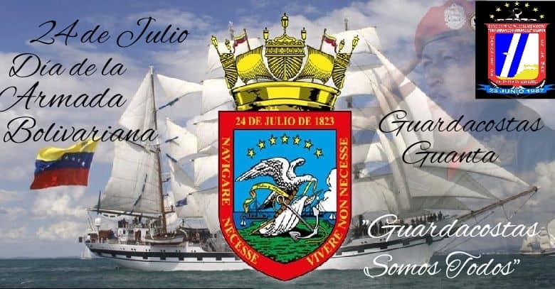 #HistoriaNaval, tal día como hoy 24 de julio, Se Conmemora "El Día de la Armada Bolivariana" en homenaje a todos los valientes patriotas que participaron en la "Batalla Naval del Lago de Maracaibo" dejando su vida por la Independencia de Nuestra Venezuela.