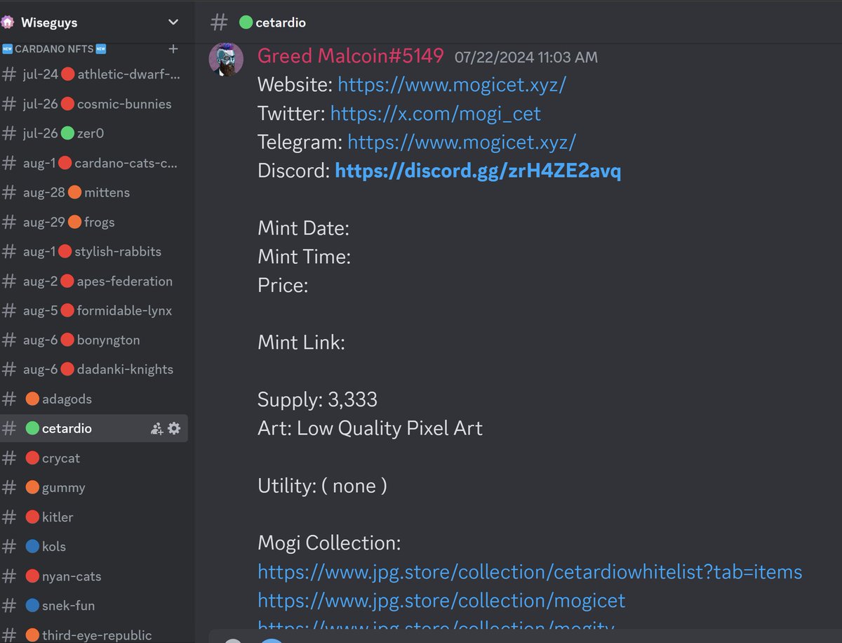 #CardanoCommunity 
Looking for the latest CNFT projects?
Can't find a reliable Cardano Calendar?
Stop by WiseGuys, experience our community effort.
Together, let's make CNFTs great again.
Are we missing anything?
Wanna contribute?
Chime in.
#Cnft #cnfts #cardanonfts #cnftalpha