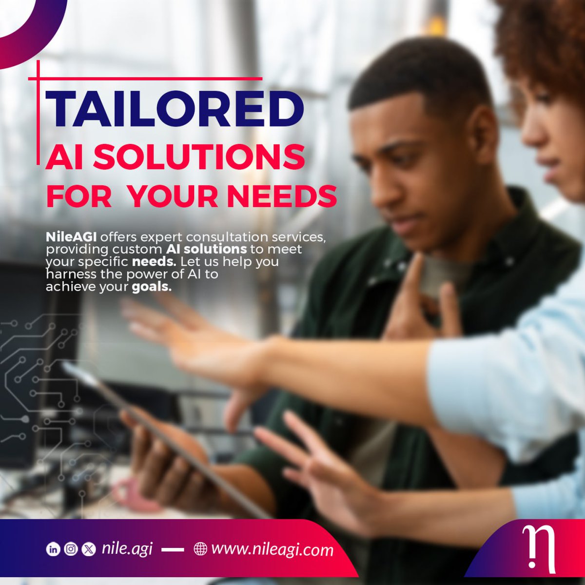 NileAGI's tweet image. Unlock the power of AI with NileAGI's expert consultation services. Custom solutions for your unique challenges.
Reach us at info@nileagi.com
#AIConsultation #CustomAISolutions #NileAGI