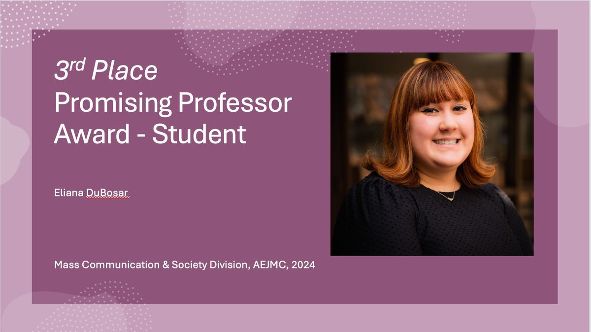 Huge congratulations to Eliana DuBosar from the University of Florida on winning the 3rd Place Promising Prof Award- student.